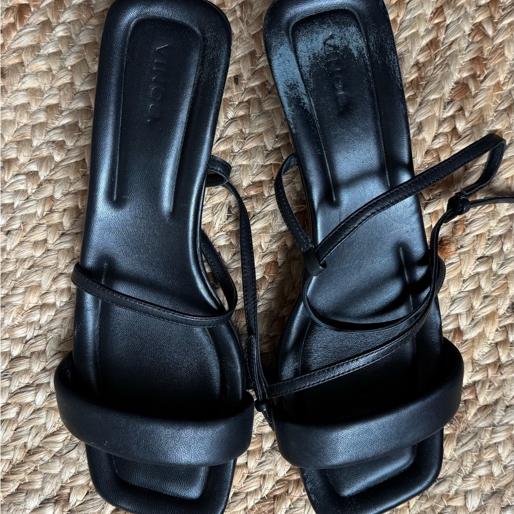 Vince Elegant Black Leather Sandals
